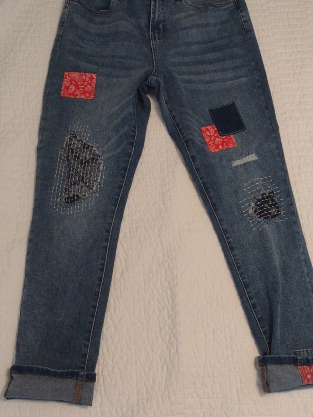 Patchwork Denim Blue Jeans Women's 6 Tru Luxe High Rise Skinny